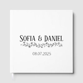 Livro De Visitas Casamento com contorno de margarida floral simples