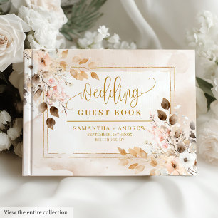 Livro De Visitas Casamento com Cor de Água Dourada de Marfim, Cor d