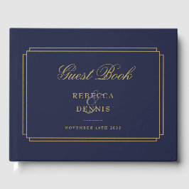 Livro De Visitas Casamento com Deco de Arte Clássica marinho Azul E