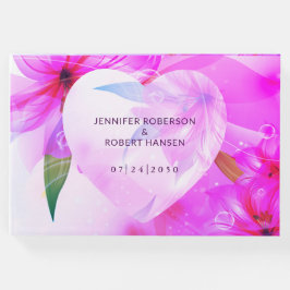 Livro De Visitas Casamento com Dewdrops De Coração Floral