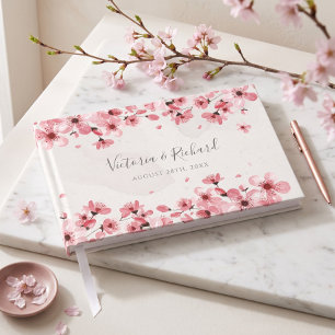 Livro De Visitas Casamento com Flor de Cereja Floral