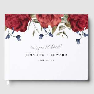 Livro De Visitas Casamento com Flor de Marinho Elegante