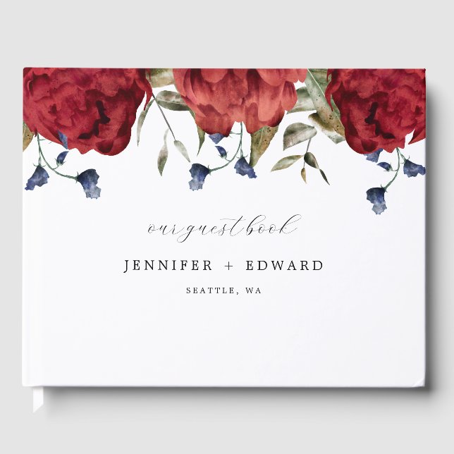 Livro De Visitas Casamento com Flor de Marinho Elegante (Frente)