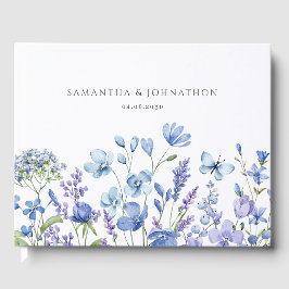 Livro De Visitas Casamento com Flor Silvestre Azul
