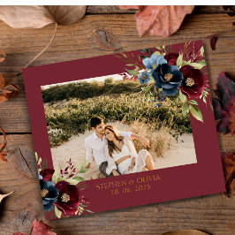 Livro De Visitas Casamento com florações florais burgundy elegantes
