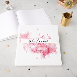 Livro De Visitas Casamento com flores silvestres cor-de-rosa minima