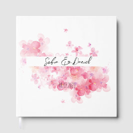 Livro De Visitas Casamento com flores silvestres cor-de-rosa minima