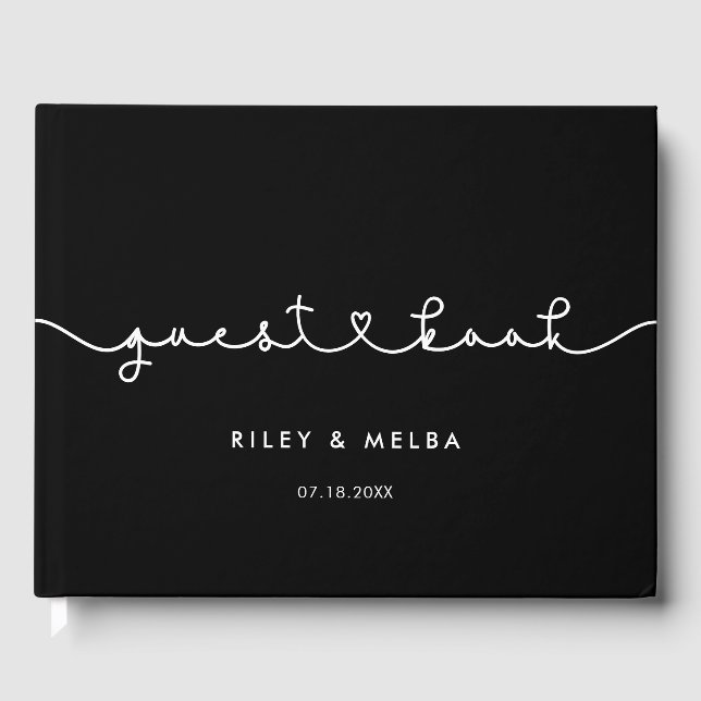 Livro De Visitas Casamento com fonte de coração de ligação (Frente)