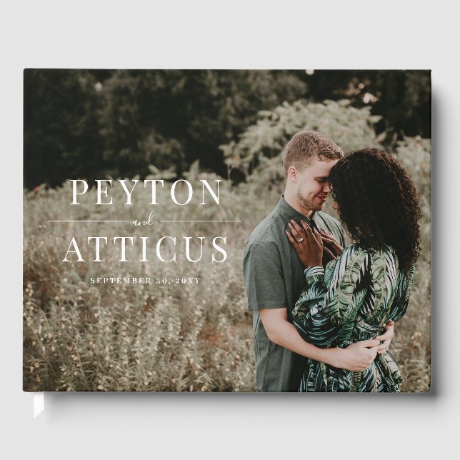 Livro De Visitas Casamento com Fotografia do Noivado Atmosfera (Frente)