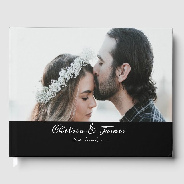 Livro De Visitas Casamento com Fotografias de Script de Caligrafia  (Frente)