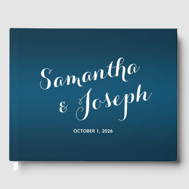 Livro De Visitas Casamento com Gradiente Azul Oceano (Frente)