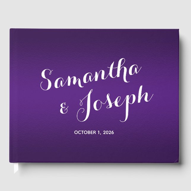 Livro De Visitas Casamento com Gradiente Roxo Real (Frente)