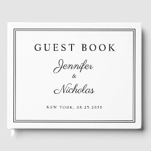 Livro De Visitas Casamento com Grafismo Preto e Branco Elegante