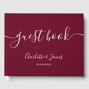 Livro De Visitas Casamento com Letra de Assinatura Borgonha
