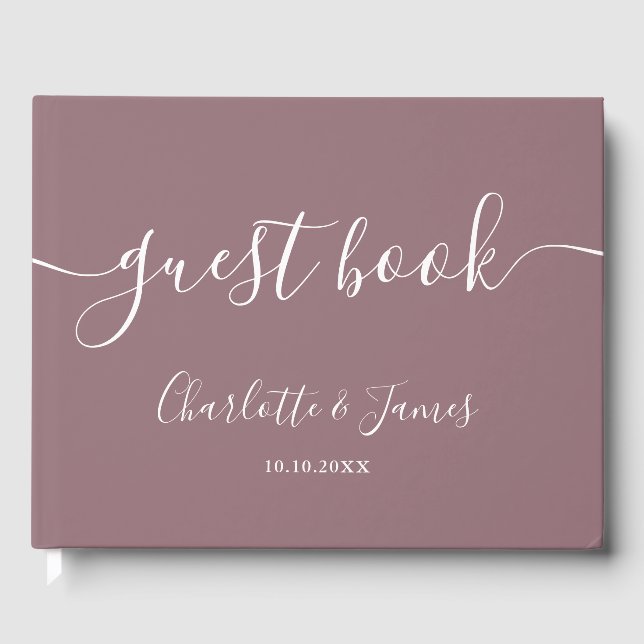 Livro De Visitas Casamento com Letra de Cursiva Roxa (Frente)