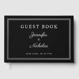 Livro De Visitas Casamento com Letra Elegante Preto e Branco