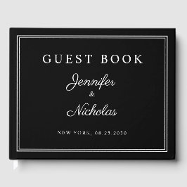 Livro De Visitas Casamento com Letra Elegante Preto e Branco