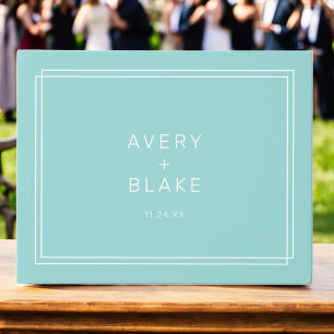 Livro De Visitas Casamento com Moldura Verde Menta Minimalista Mode