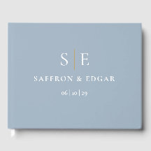 Casamento com Monograma Azul Poeirento e Dourado