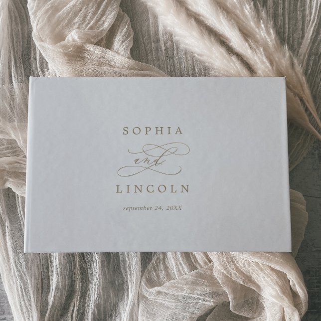 Livro De Visitas Casamento com Monograma Dourado Romântico (Criador carregado)