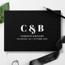 Casamento com Monograma Preto Minimalista Moderno