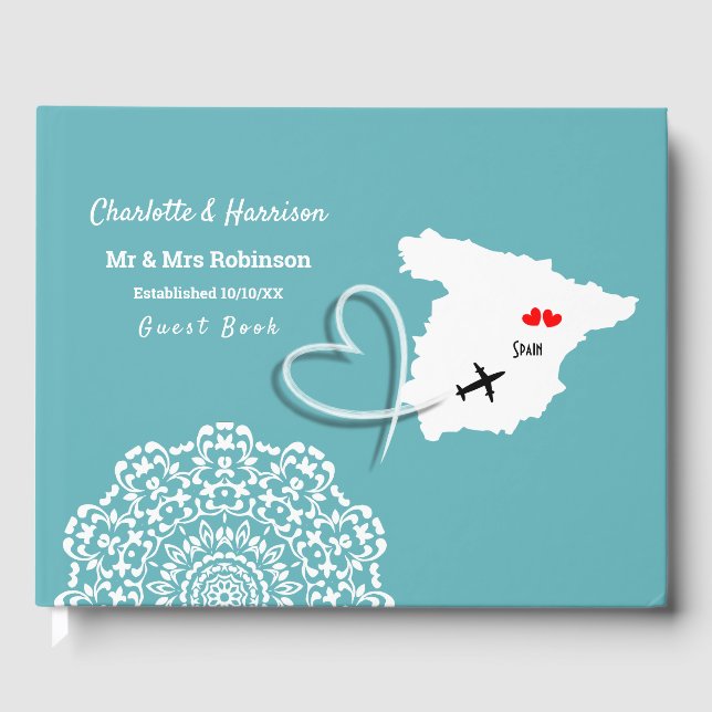 Livro De Visitas Casamento com o Continente espanhol de destino (Frente)