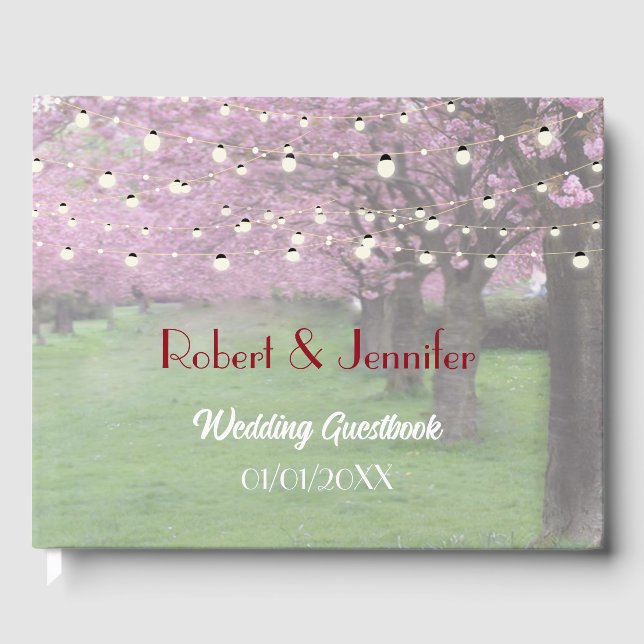 Livro De Visitas Casamento com primavera de cereja florescente (Frente)