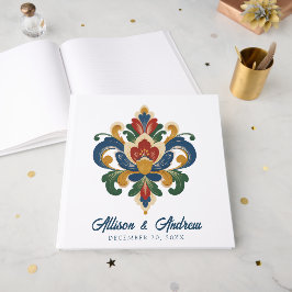 Livro De Visitas Casamento com Rosemaling Norueguesa