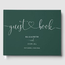 Livro De Visitas Casamento com Roteiro Verde Esmeralda