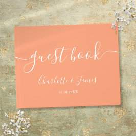 Livro De Visitas Casamento com Rótulo de Noiva Pêssego