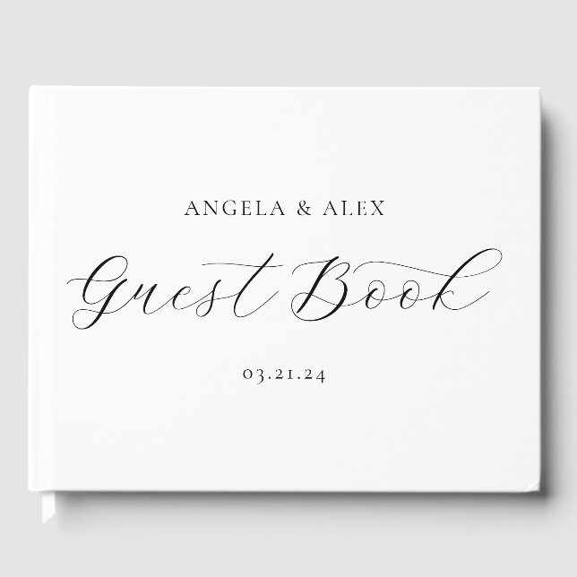 Livro De Visitas Casamento com Script Swash Elegante (Frente)