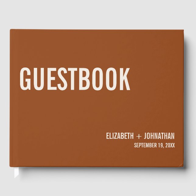 Livro De Visitas Casamento com Tipografia Simple Boho Terracotta (Frente)