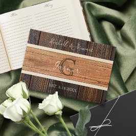 Livro De Visitas Casamento com Tom de Madeira Rústica