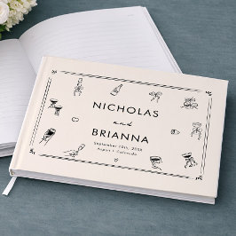 Livro De Visitas Casamento Com Velho Dinheiro Desenhado À Mão