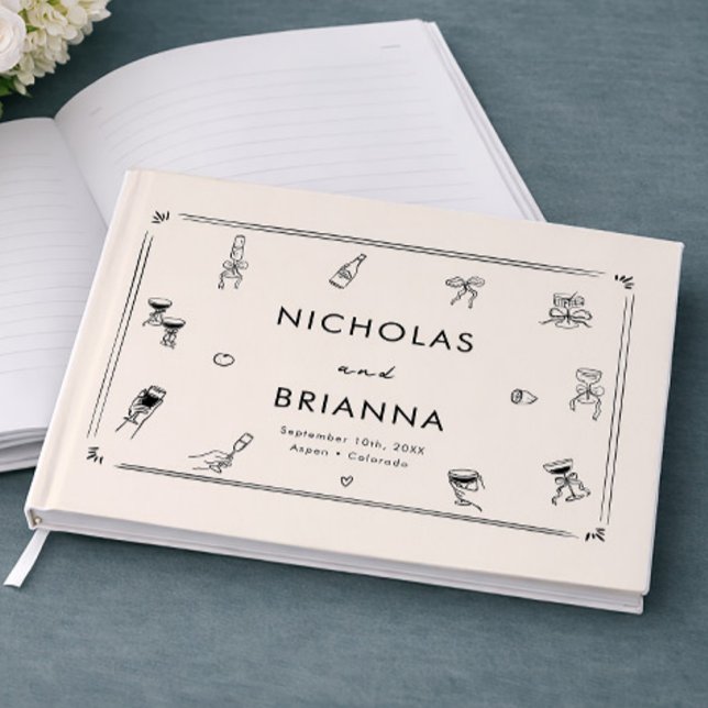 Livro De Visitas Casamento Com Velho Dinheiro Desenhado À Mão (Criador carregado)