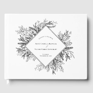 Livro De Visitas Casamento com Verde Branco e Negro