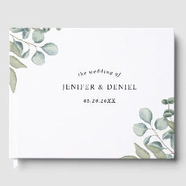Livro De Visitas Casamento com Verde de Eucalipto