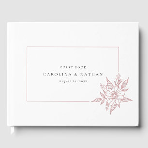 Livro De Visitas Casamento Cor-de-Rosa Blush Simples Elegante
