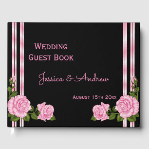 Livro De Visitas Casamento cor-de-rosa do buquê do canto chique