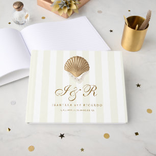 Livro De Visitas Casamento Costeiro de Caça Dourada com Striped Náu