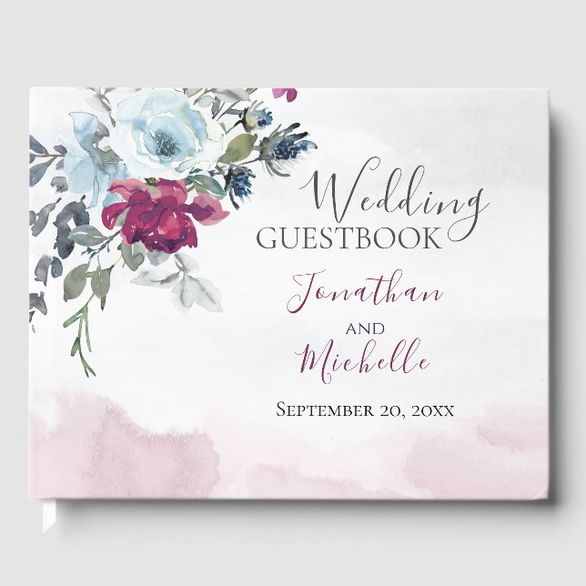 Livro De Visitas Casamento Cristão de Rosas Brancas Elegantes (Frente)