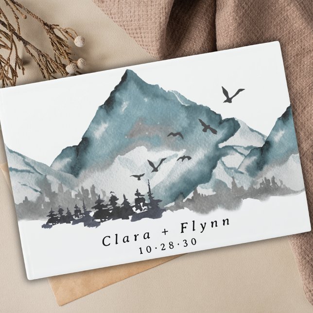 Livro De Visitas Casamento da Floresta Azul de Boho (Criador carregado)