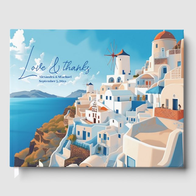 Livro De Visitas Casamento da Grécia de destino Santorini (Frente)