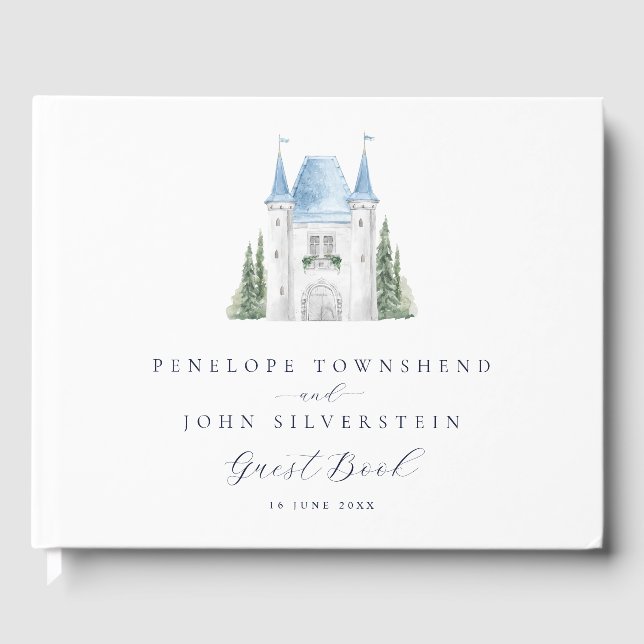 Livro De Visitas Casamento da Ilustração Romântica do Castelo de Wa (Frente)