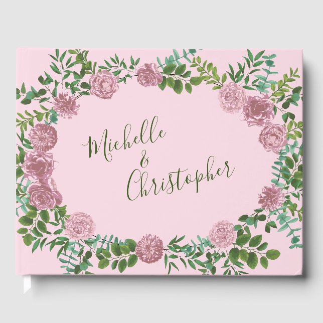 Livro De Visitas Casamento da primavera do Jardim das Rosas Rosa (Frente)