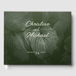Livro De Visitas Casamento da primavera elegante de folha verde