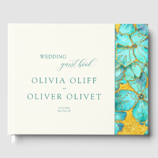 Livro De Visitas Casamento das Flores de Teal (Frente)