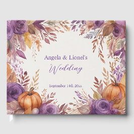 Livro De Visitas Casamento das Flores Roxas Elegante Pumpkins