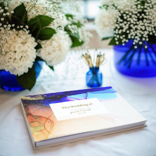 Livro De Visitas Casamento de Abstrato Azul de Sapphire