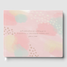 Livro De Visitas Casamento de Abstrato de Arte Pastel Peach